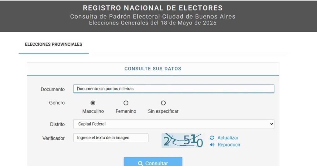 consultá el padrón de CABA para las elecciones 2025