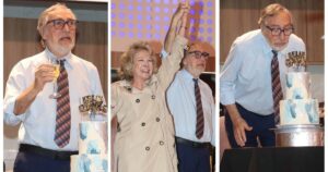 torta, brindis y ovación del público