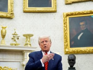 El retrato dorado de un presidente expansionista del Siglo XIX.