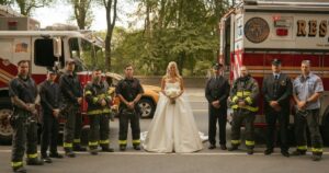 Bomberos de Nueva York escoltaron a novia que perdió a su padre en el 11-S