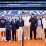Utilice este título Nadal, Sinner y Swiatek inauguraron una cancha de tenis en el estadio del Real Madrid y cree en base a ese titulo original un titulo nuevo, preciso, comprensible y que no pierda relacion con el titulo original. Necesito que me devuelvas solo y nada mas que el titulo nuevo.