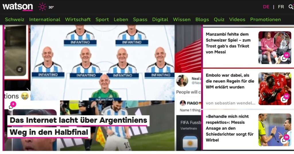la reacción de los medios de Suiza tras el triunfo de Argentina en el Mundial 2026