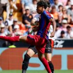 Utilice este título doblete con un paso de ballet incluido en la goleada sobre Valencia y cree en base a ese titulo original un titulo nuevo, preciso, comprensible y que no pierda relacion con el titulo original. Necesito que me devuelvas solo y nada mas que el titulo nuevo.